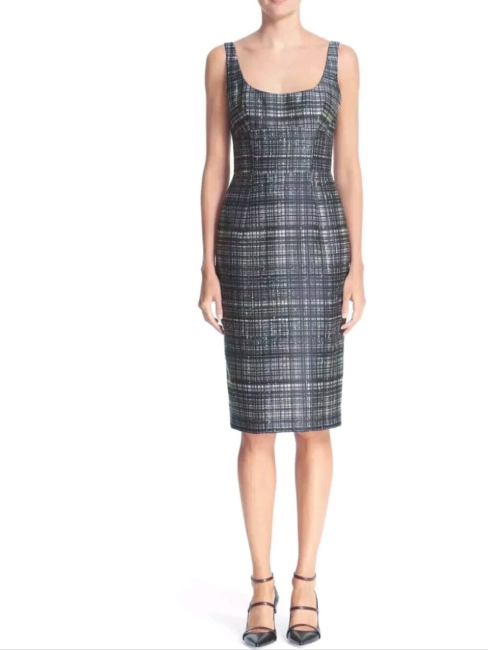 Milly Check Confetti Scoop Neck Dress